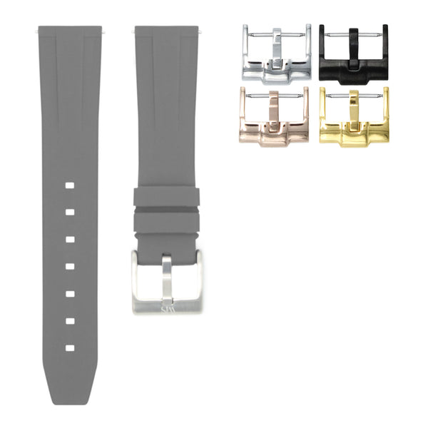 Charcoal Grey - Quick Release Rubber Watch Strap For Longines Conquest V.H.P