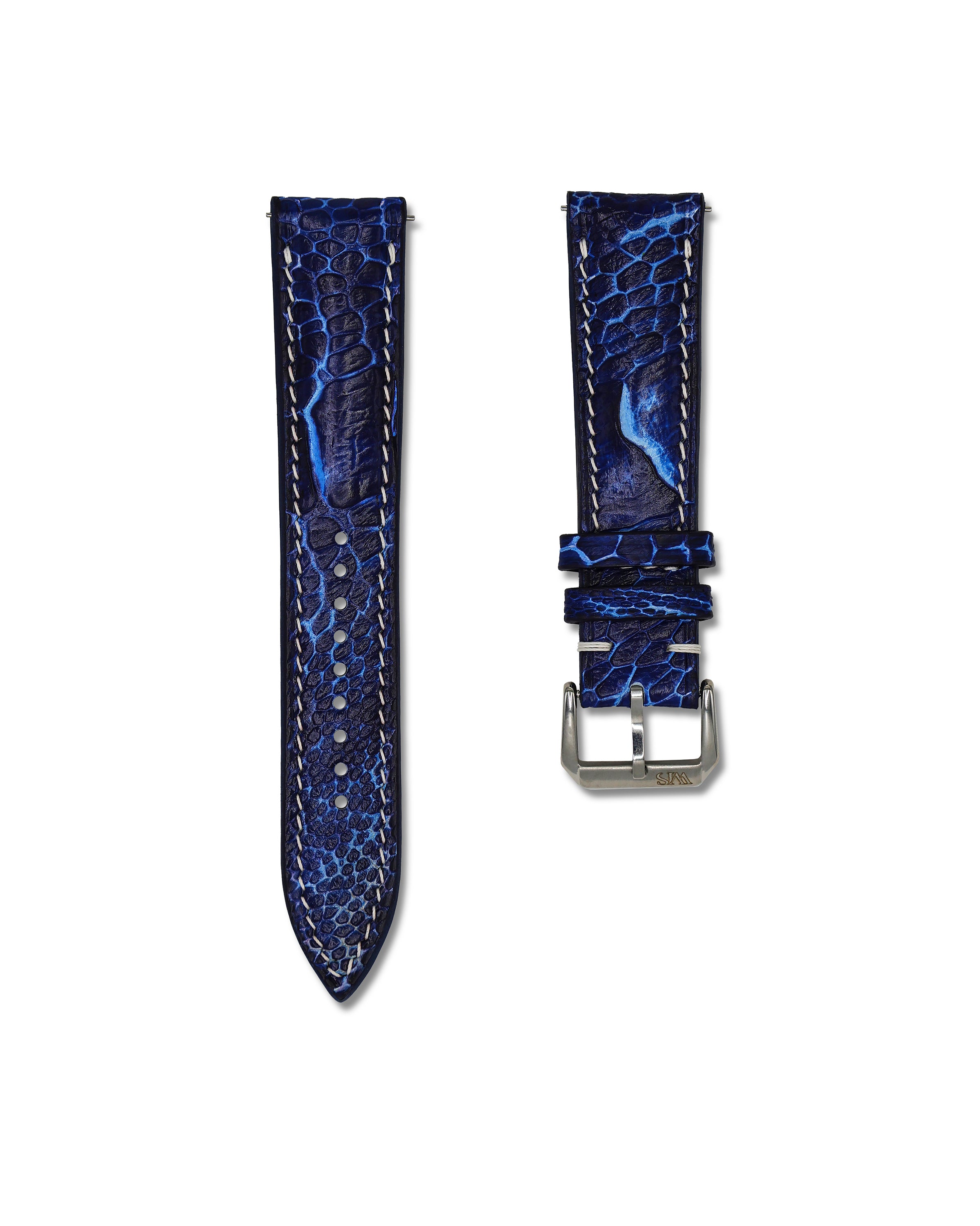 Blue Genuine Ostrich Shin Leather Watch Straps | WIS Straps