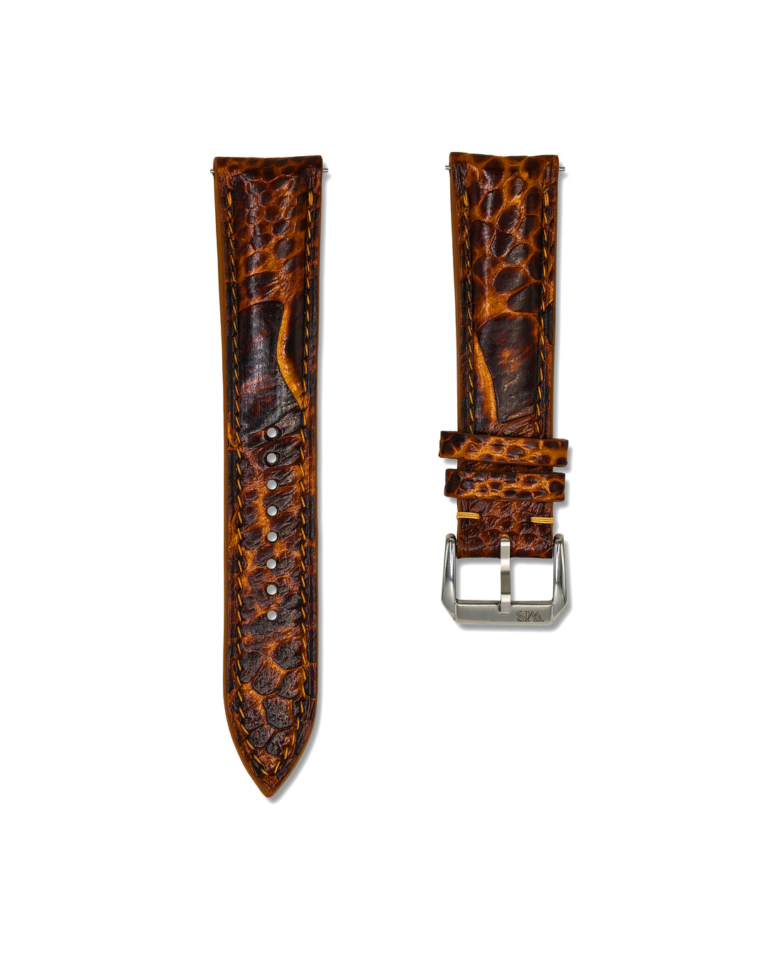 Gold and Brown Genuine Ostrich Shin Leather Watch Straps | WIS Straps