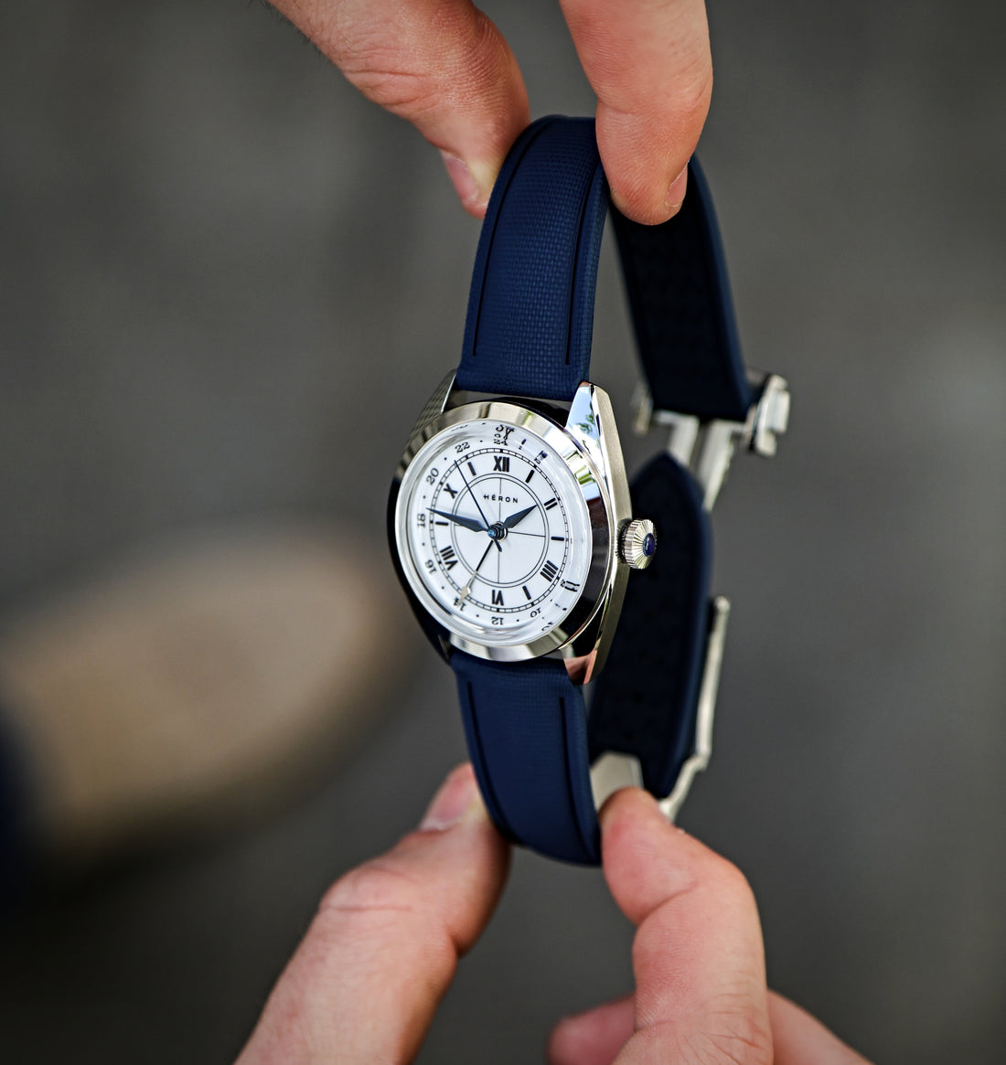 Blue Sailcloth Rubber Deployment Clasp Watch Band | WIS Watch Straps