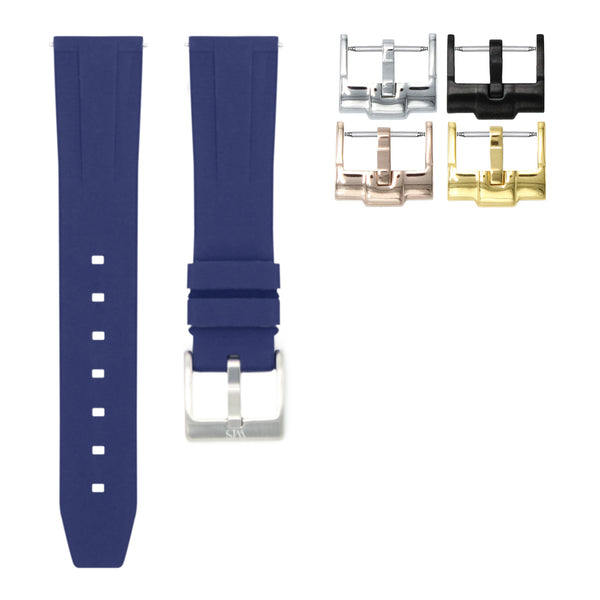 Marine Blue - Quick Release Rubber Watch Strap for Longines Record Collection