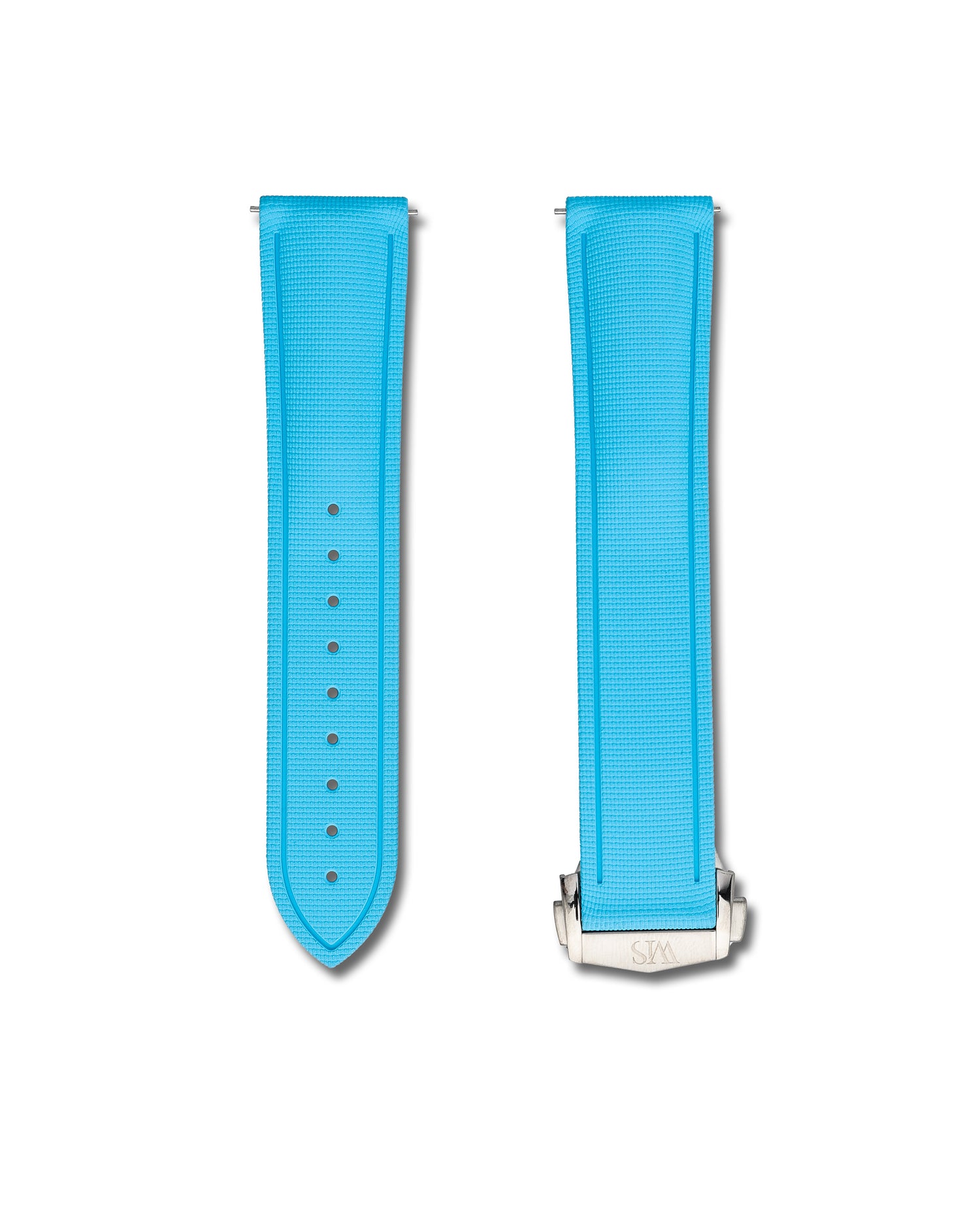 Miami Blue Rubber Sailcloth Deployant Clasp Watch Band | WIS Watch Straps