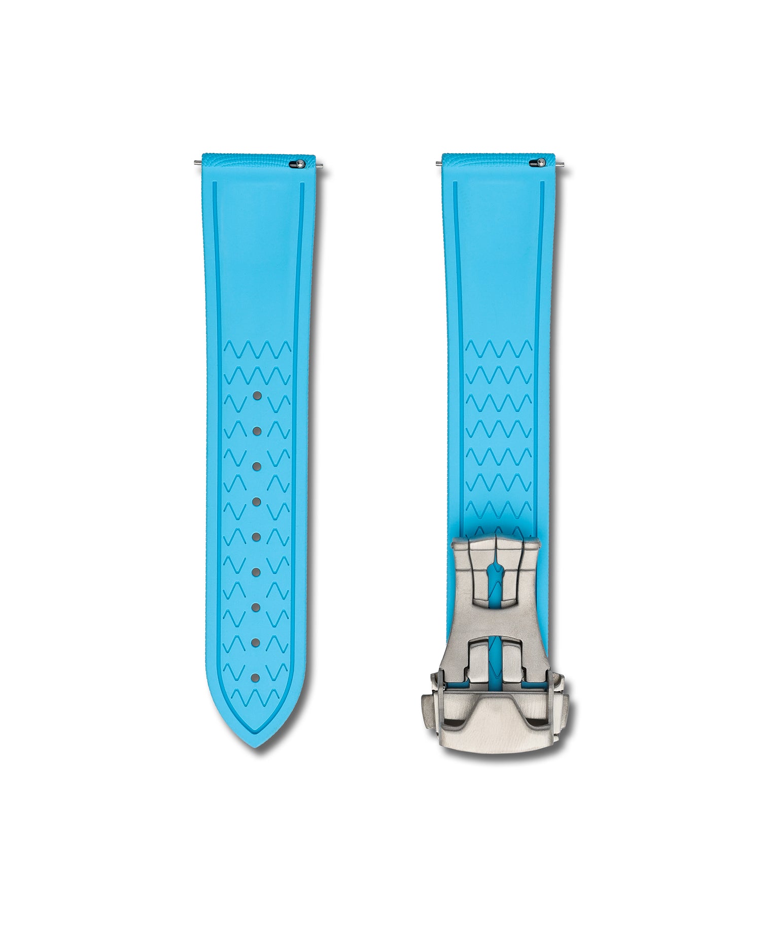 Miami Blue Rubber Sailcloth Deployment Clasp Watch Band | WIS Watch Straps