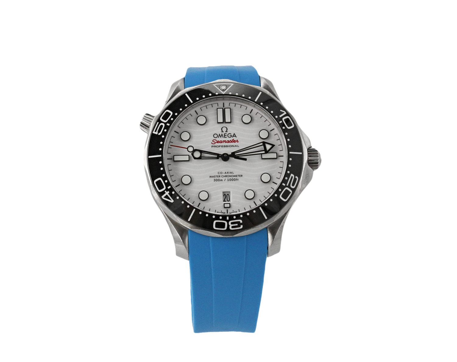 Miami Blue - Rubber Watch Strap For Omega Seamaster