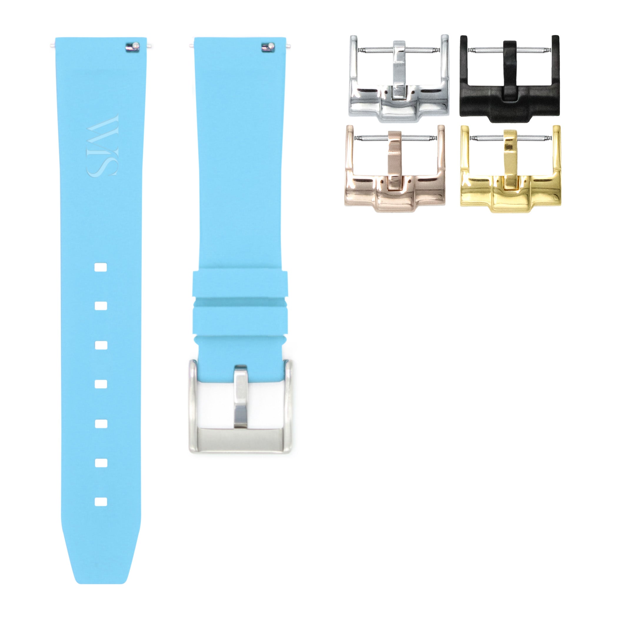 Miami Blue - Quick Release Rubber Watch Strap For Longines Record Collection
