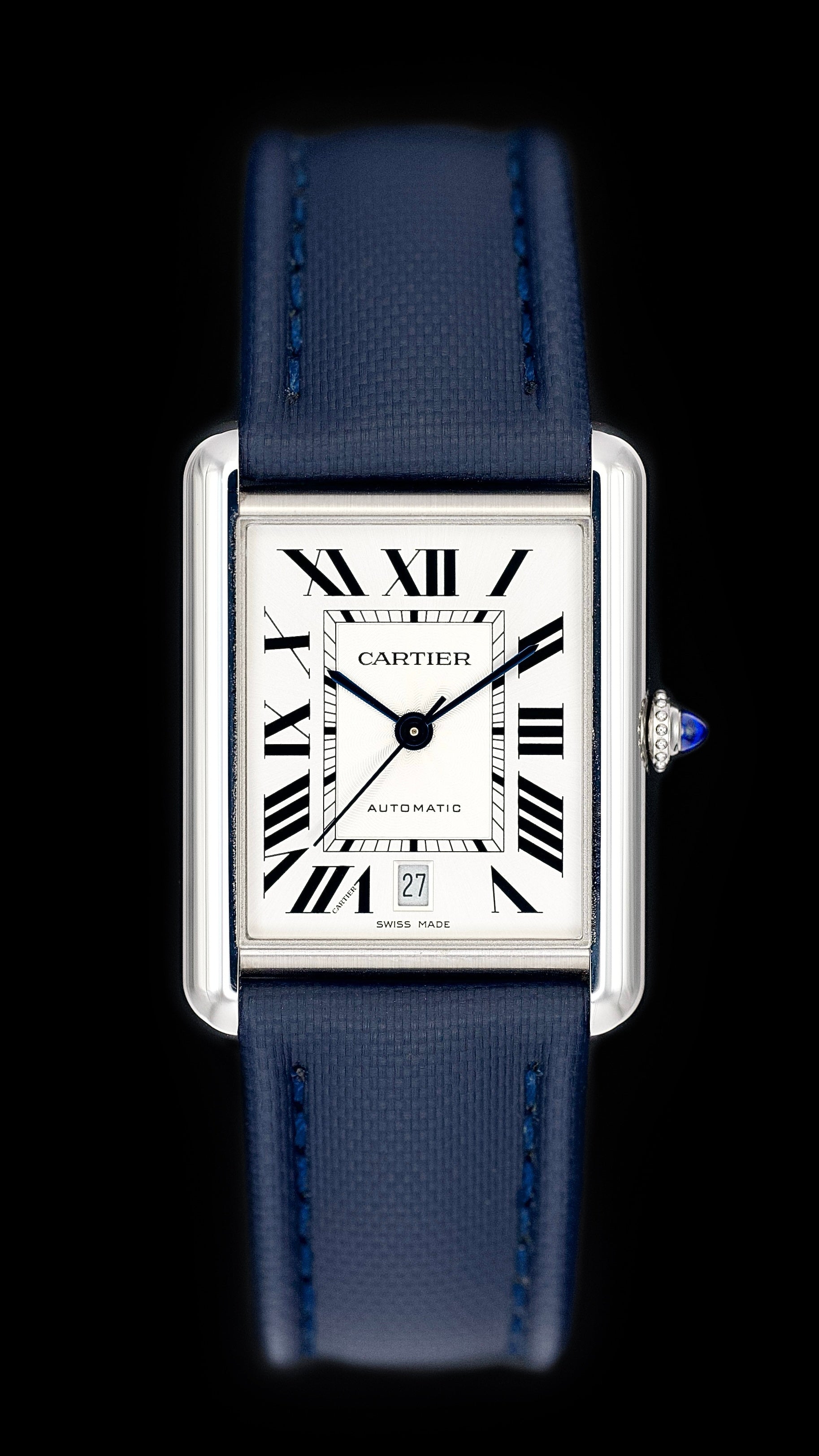 Blue Sailcloth Cartier Watch Strap | Cartier Tank Louis – WIS STRAPS