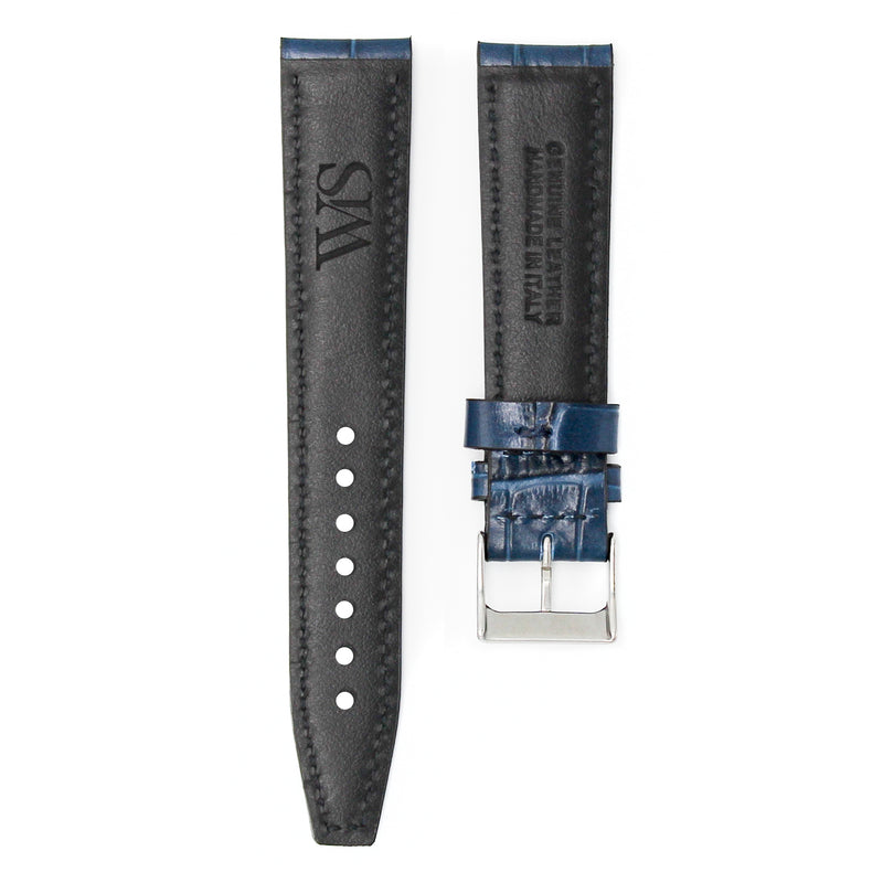 MIDNIGHT BLUE - ALLIGATOR LEATHER WATCH STRAP FOR OMEGA X SWATCH MOONSWATCH