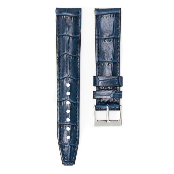 Midnight Blue - Alligator Leather Watch Strap For Omega X Swatch Moonswatch