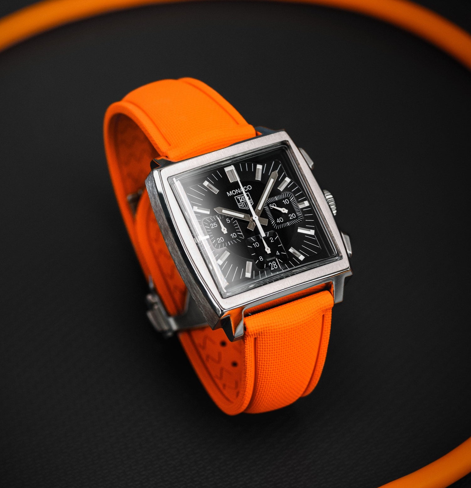 Orange Sailcloth Quick Release Rubber Deployment Watch Band | WIS Watch Straps