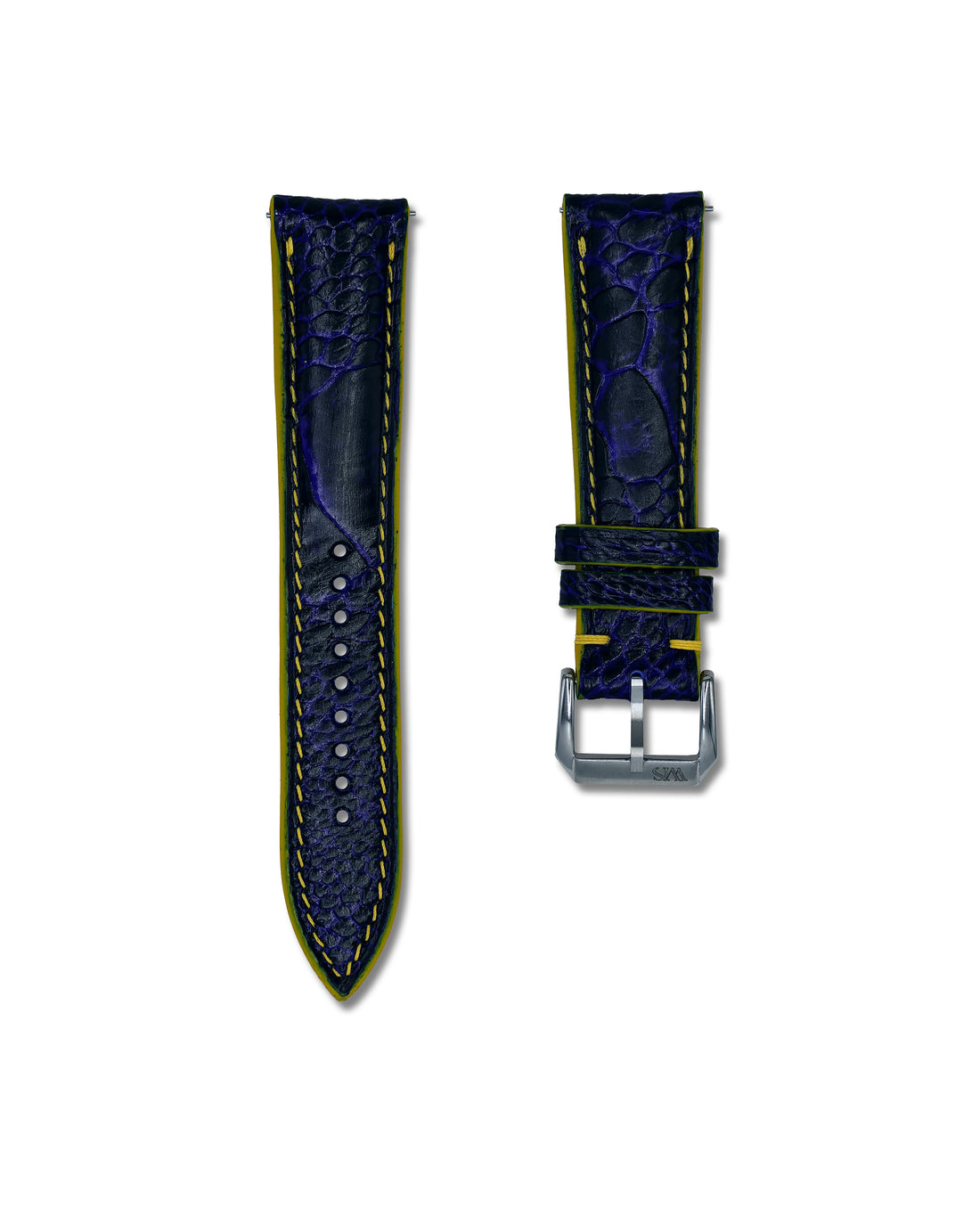 Blue and Yellow Genuine Ostrich Shin Leather Watch Straps | WIS Straps