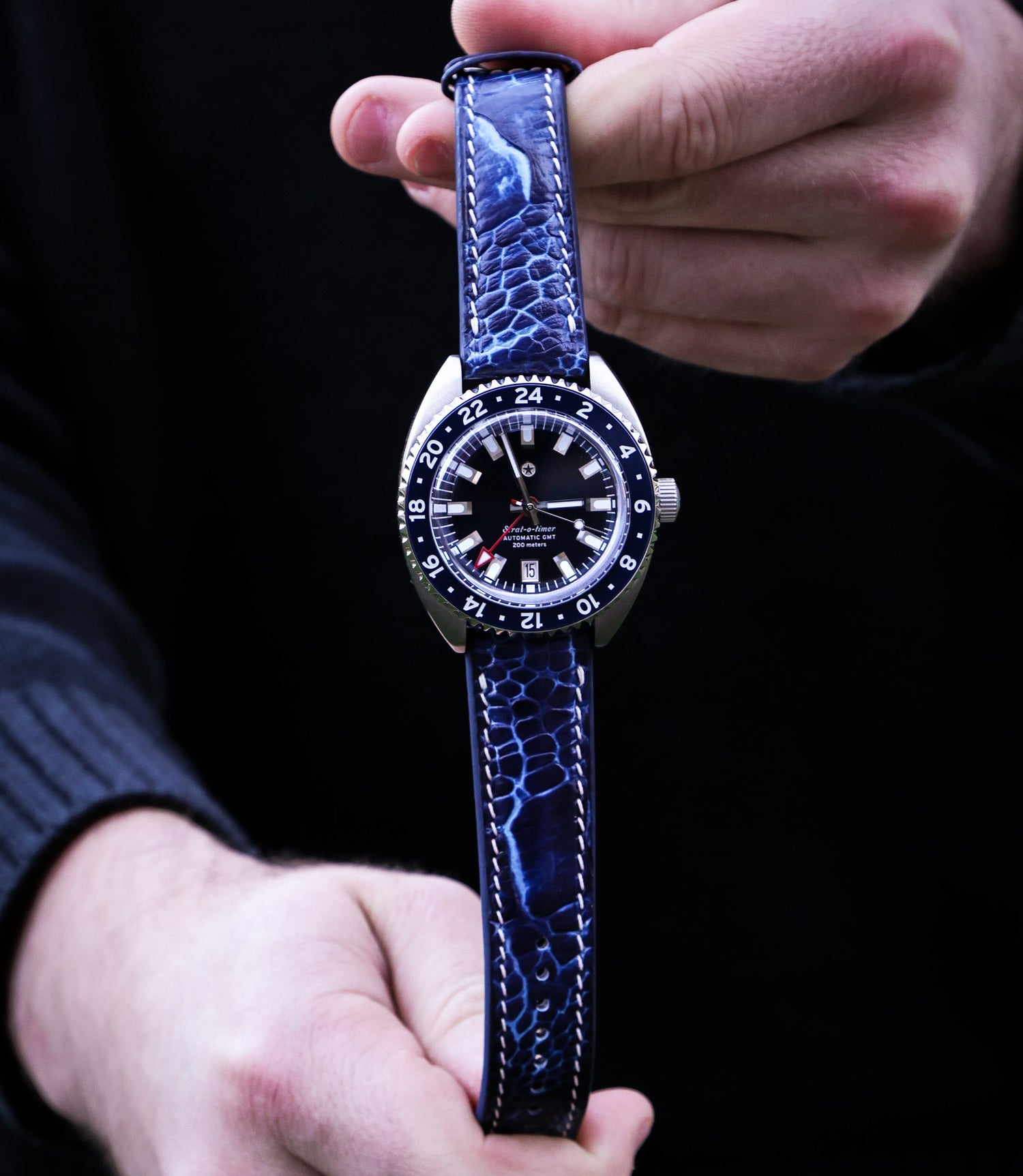 Bespoke Handmade Ostrich Leather Watch Strap Blue 20mm | WIS Watch Straps