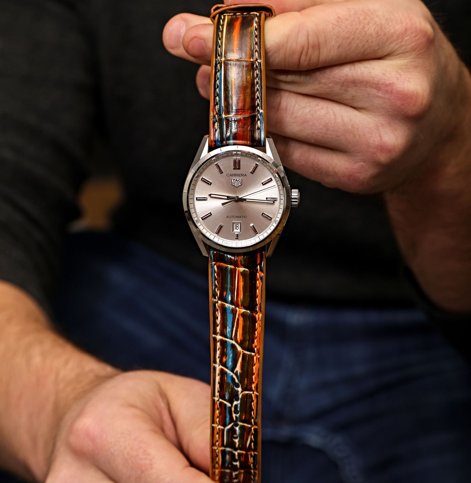 Picasso Painted Alligator Custom Handmade Leather WIS Watch Strap