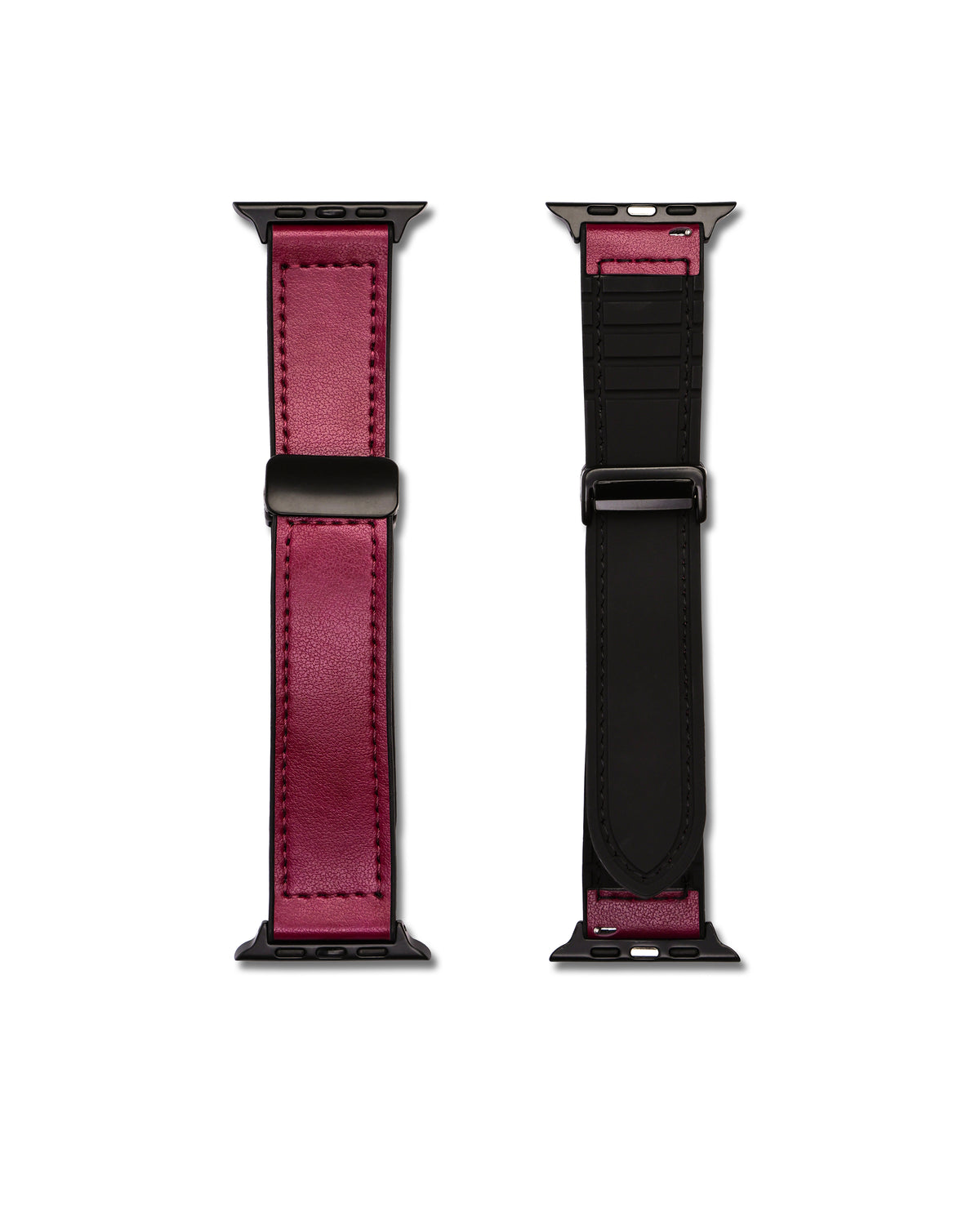 Plum Leather and Rubber Apple Watch Strap | WIS
