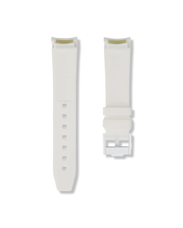 Polar White Curved Rubber Strap 20mm | WISSTRAPS