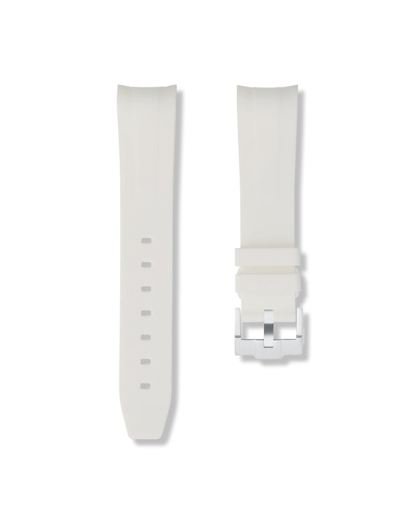 Polar White Curved Rubber Strap 20mm | WISSTRAPS