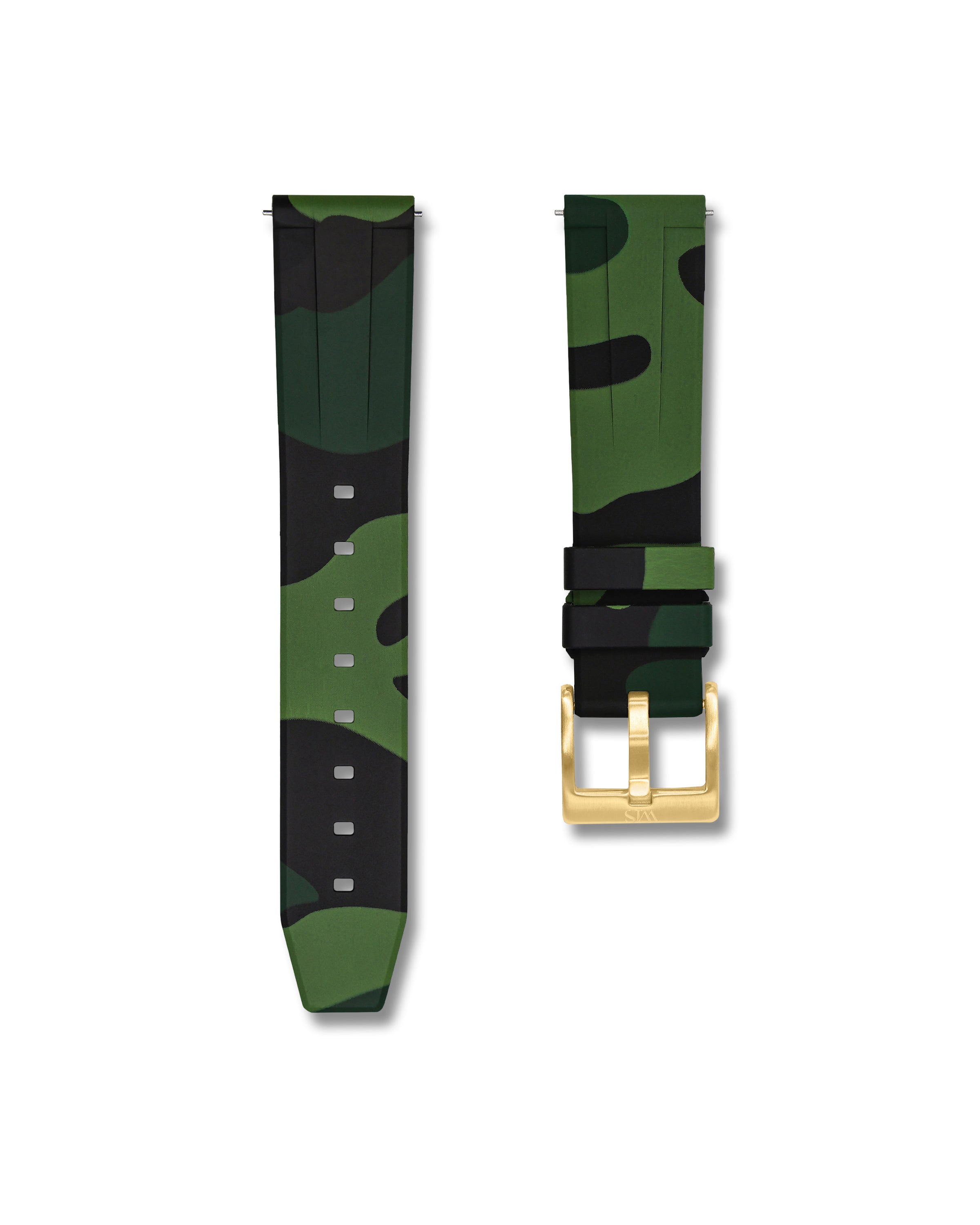 Quick Release Green Camo Polished Gold Buckle
