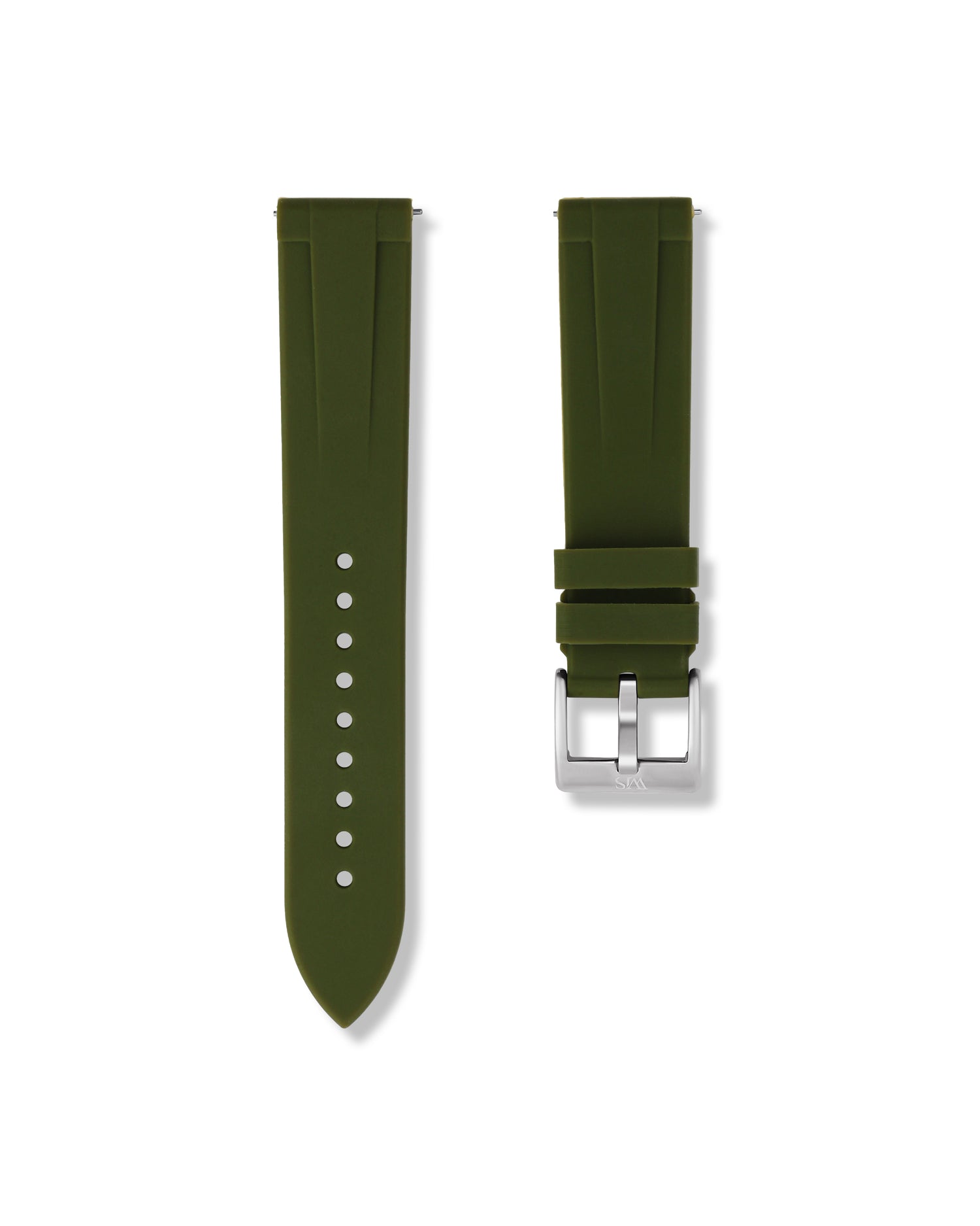 Quick Release Olive Green Polished Silver Buckle
