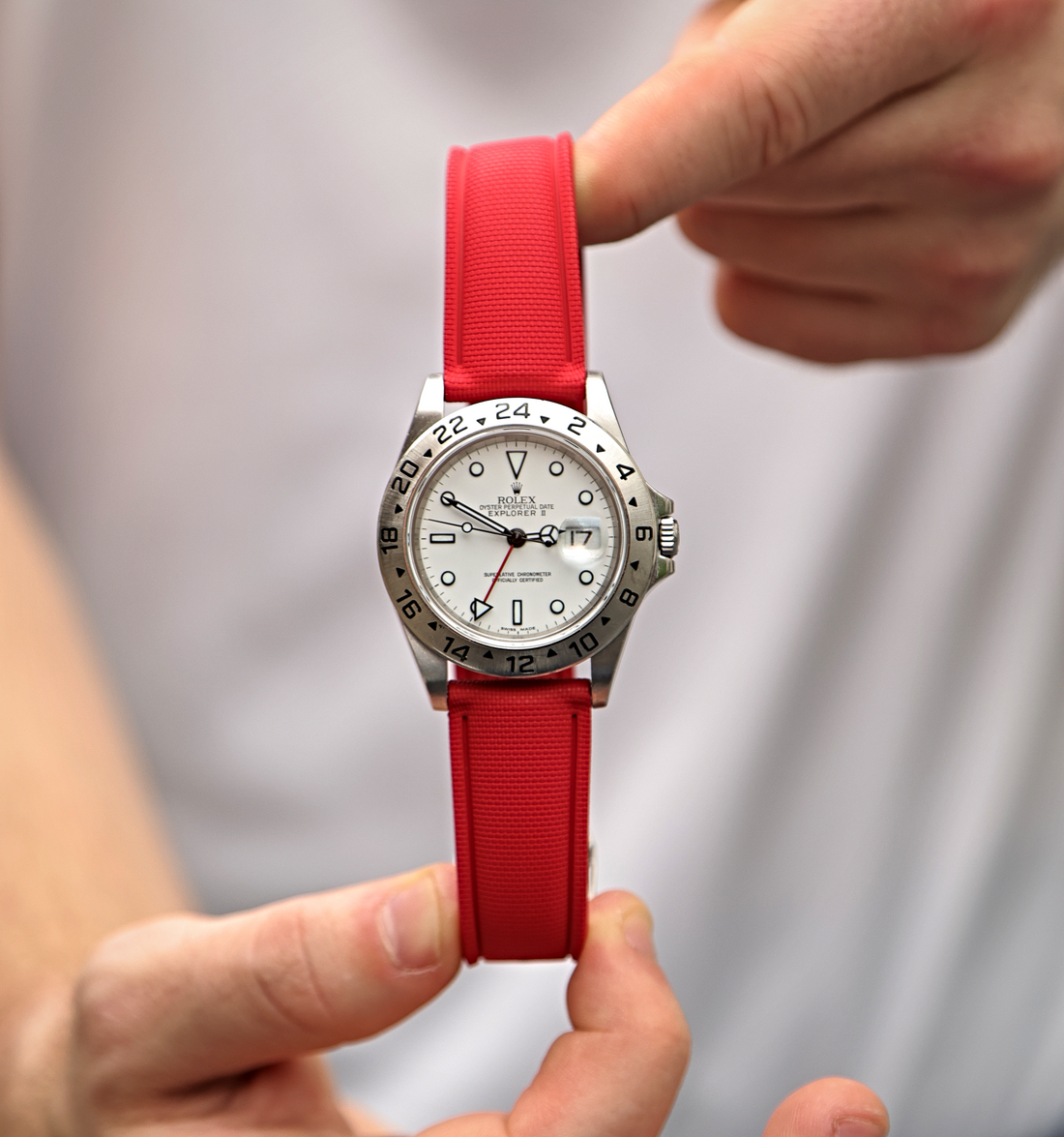 Red Deployment Clasp Rubber Watch Band Sailcloth Quick Release | WIS Watch Straps