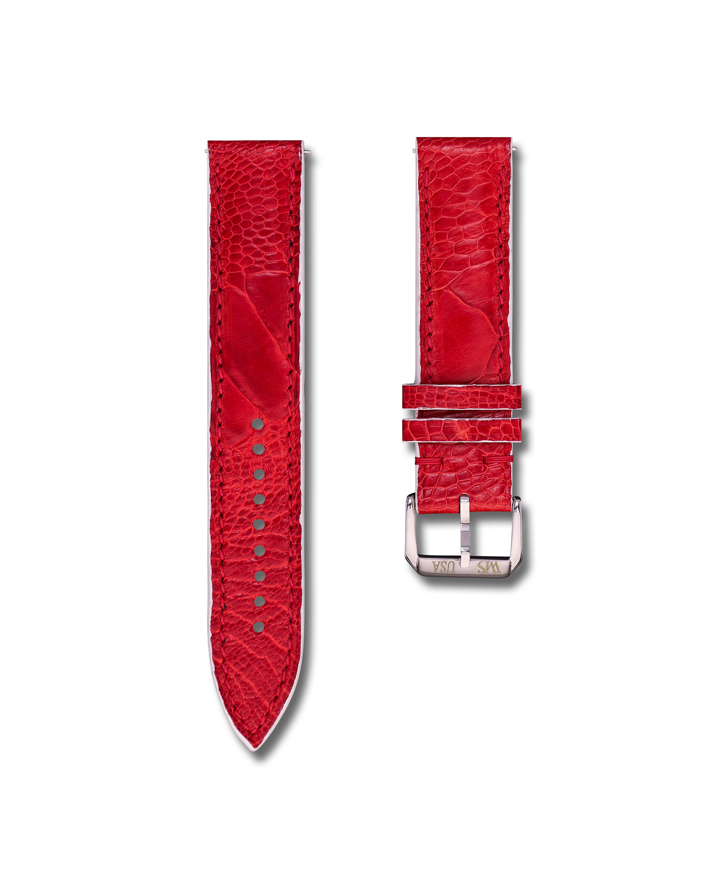 Red Ostrich Leather WIS Watch Strap Limited Release250 Year USA Anniversary 