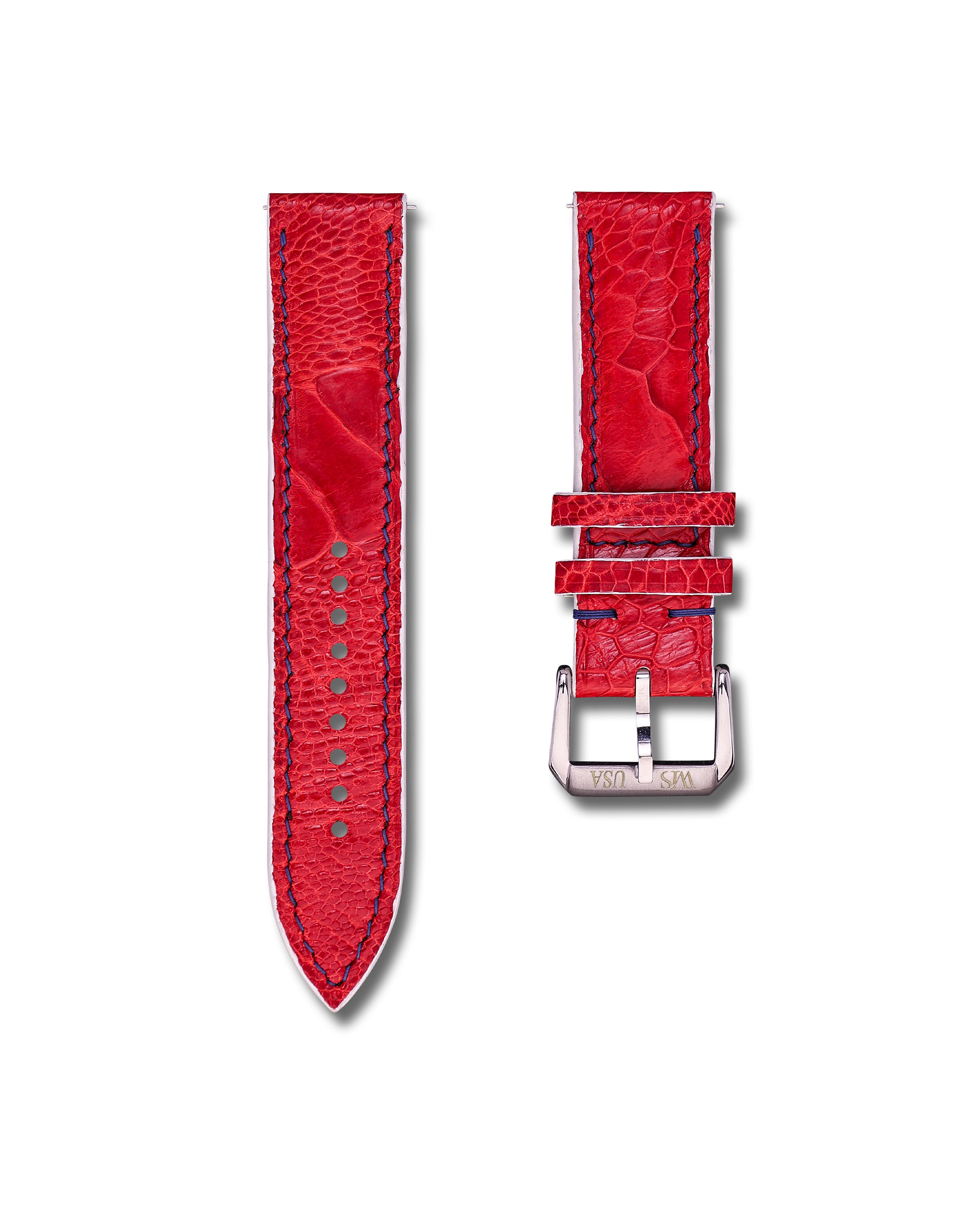 Red Ostrich Leather WIS Watch Strap Limited Release250 Year USA Anniversary 