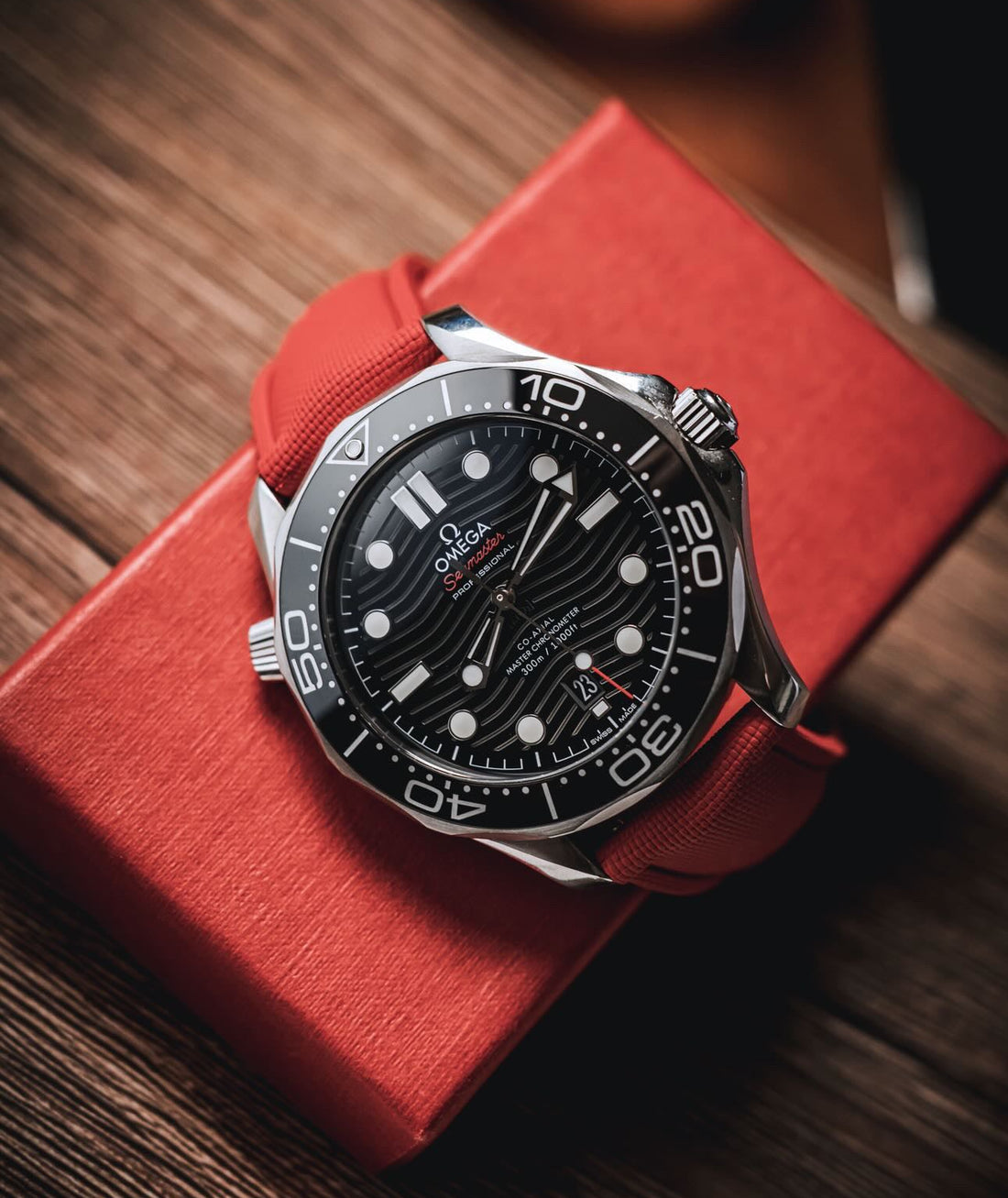 Red Sailcloth Rubber Deployant Clasp WIS Watch Strap
