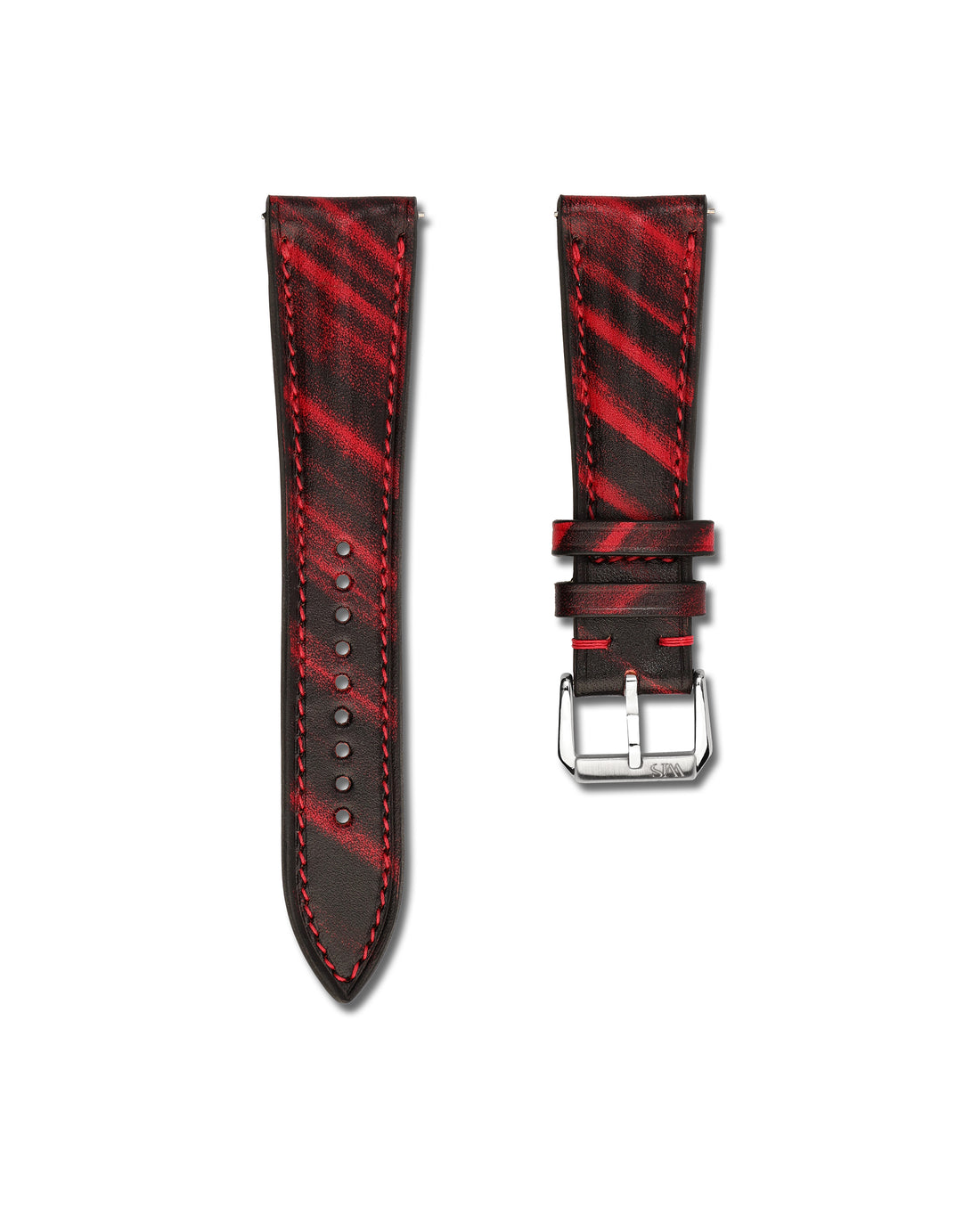 Red Brushed Handmade Calf Leather WIS Watch Strap