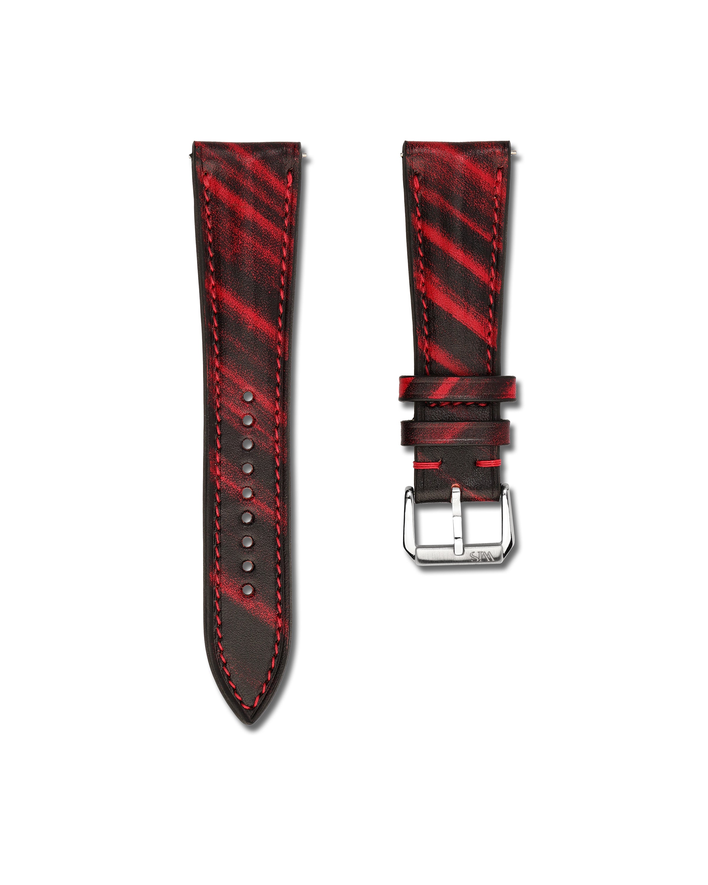 Red Brushed Handmade Calf Leather WIS Watch Strap