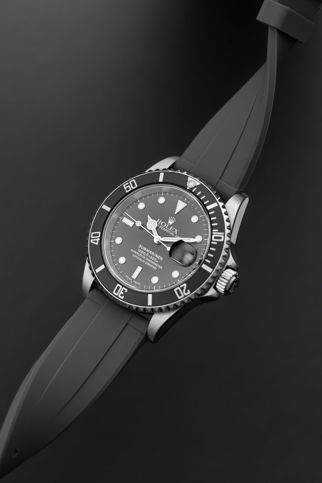 Rolex Submariner on Grey Quick Release Rubber WIS Watch Strap