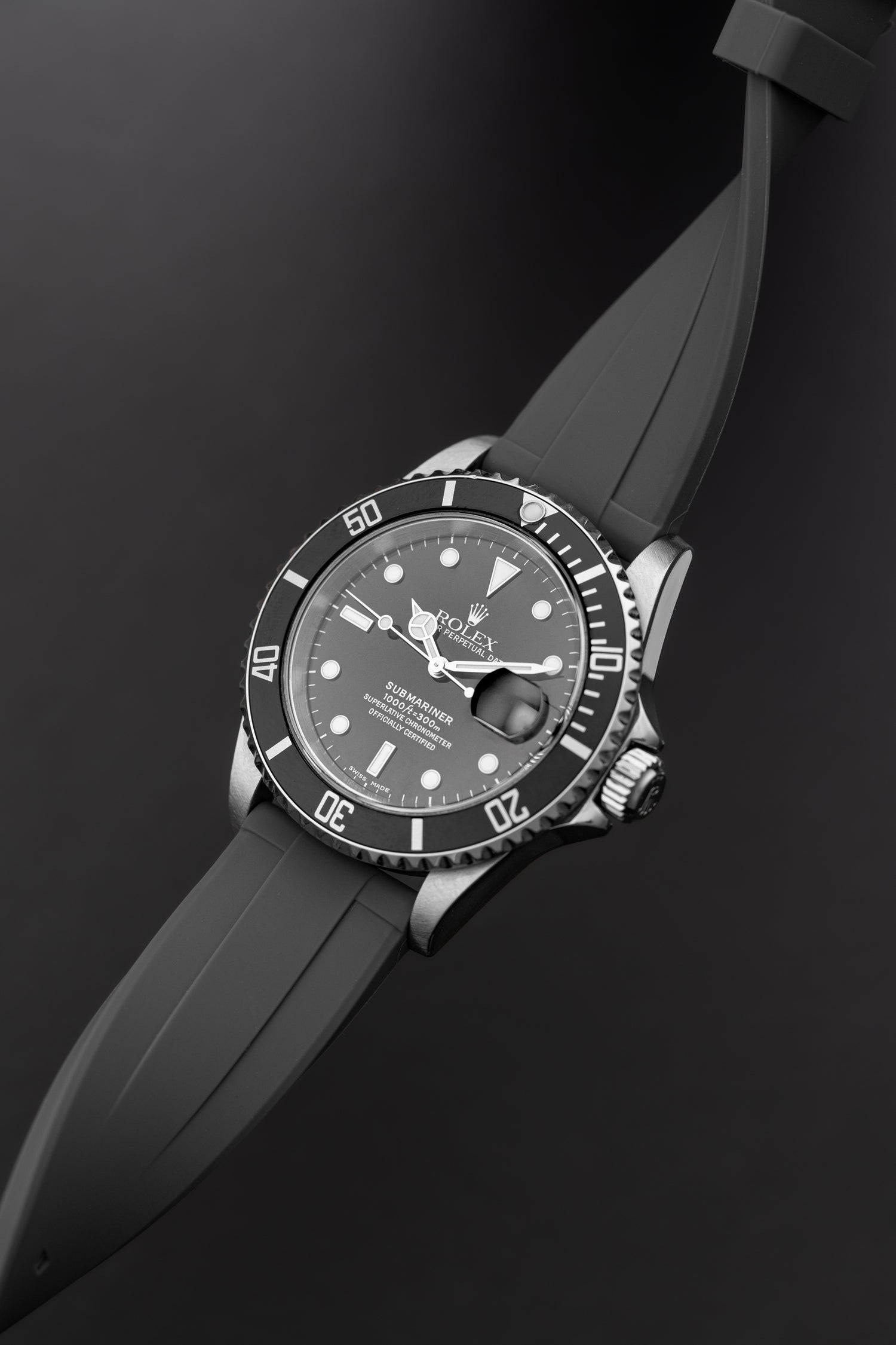 Rolex Submariner on Grey Quick Release Rubber WIS Watch Strap
