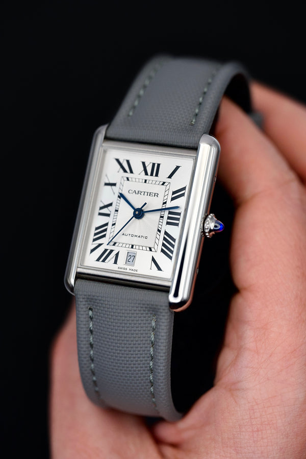 Slate Grey - Sailcloth Watch Strap For Cartier Tank Must