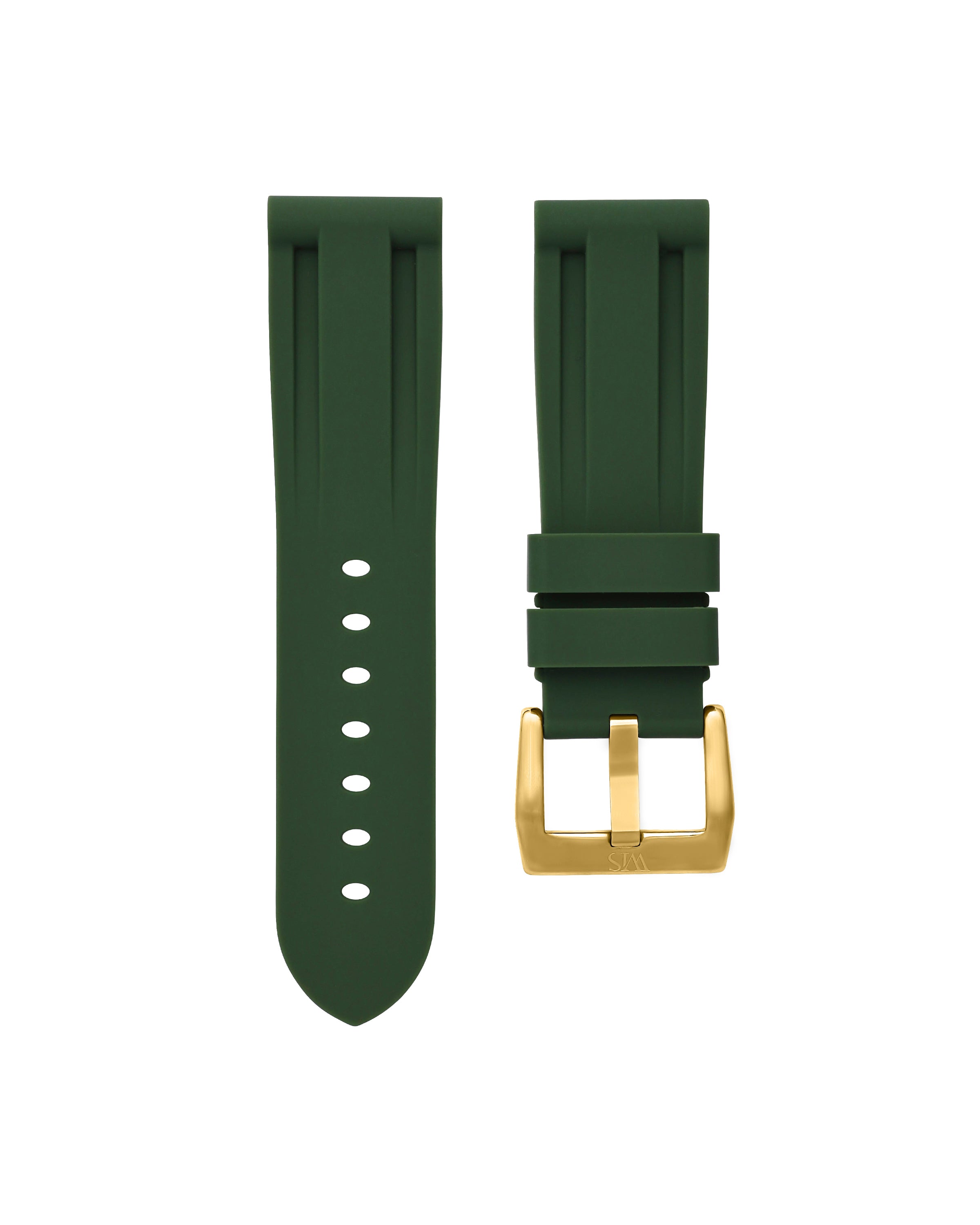Straight Lug Forest Green Polished Gold Buckle