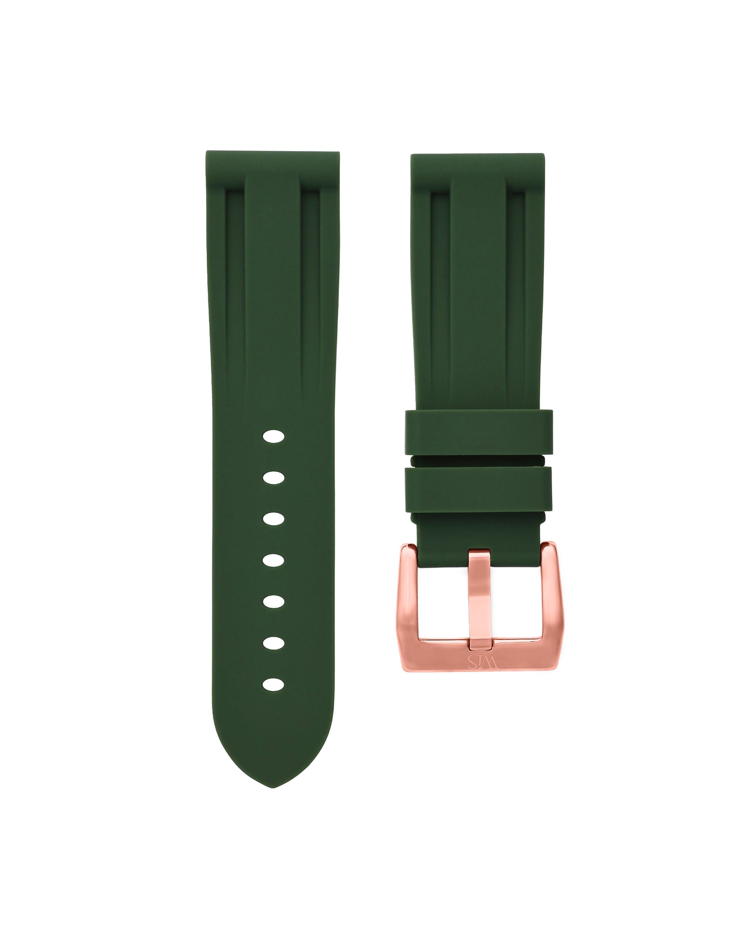 Straight Lug Forest Green Polished Rose Gold Buckle