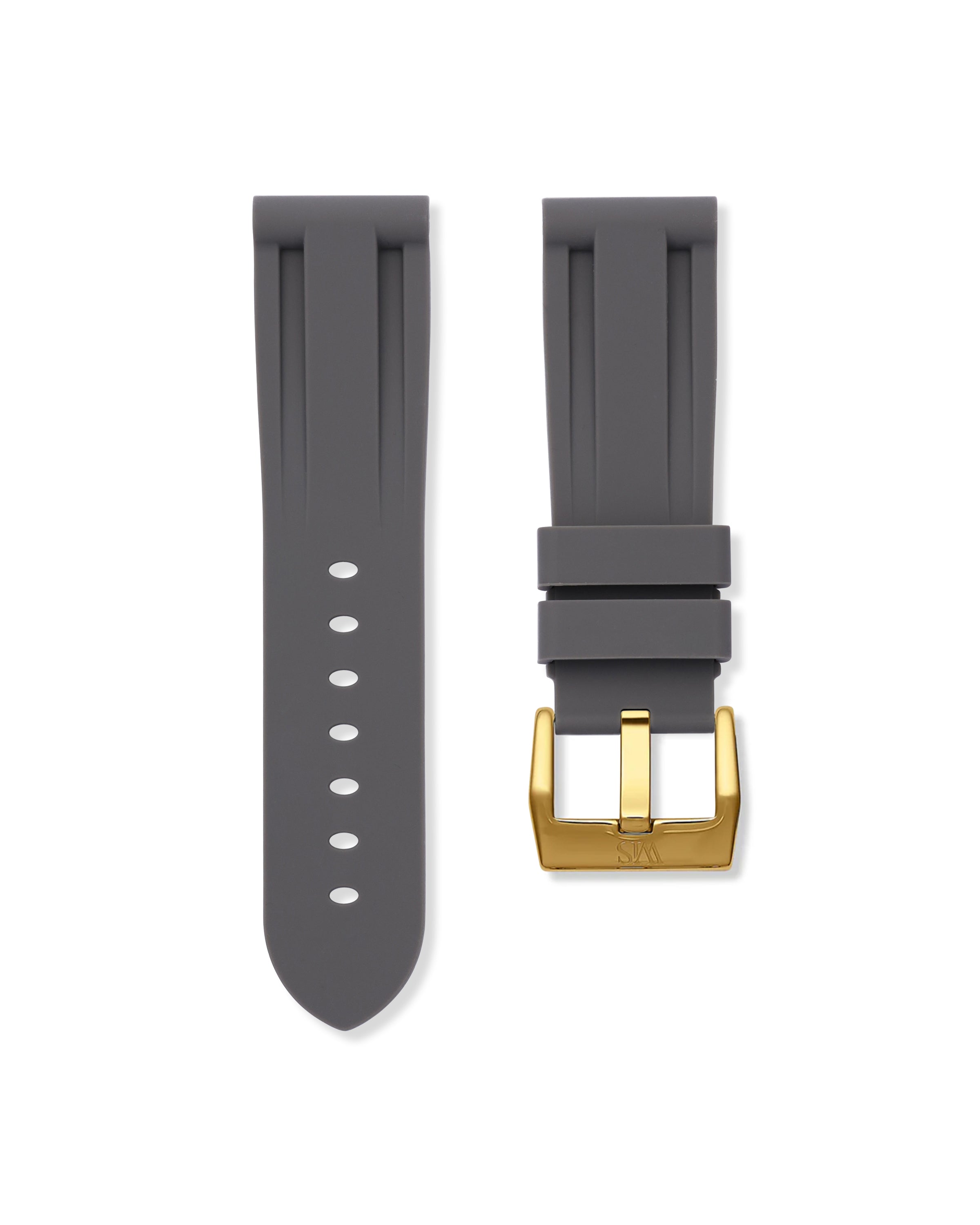 Straight Lug Grey Polished Gold Buckle