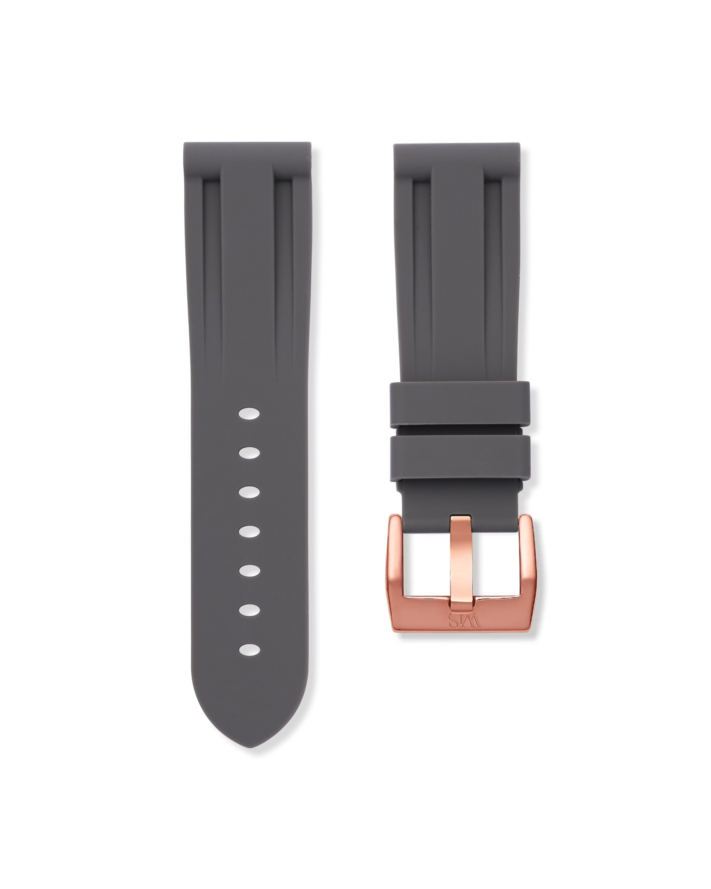 Straight Lug Grey Polished Rose Gold Buckle