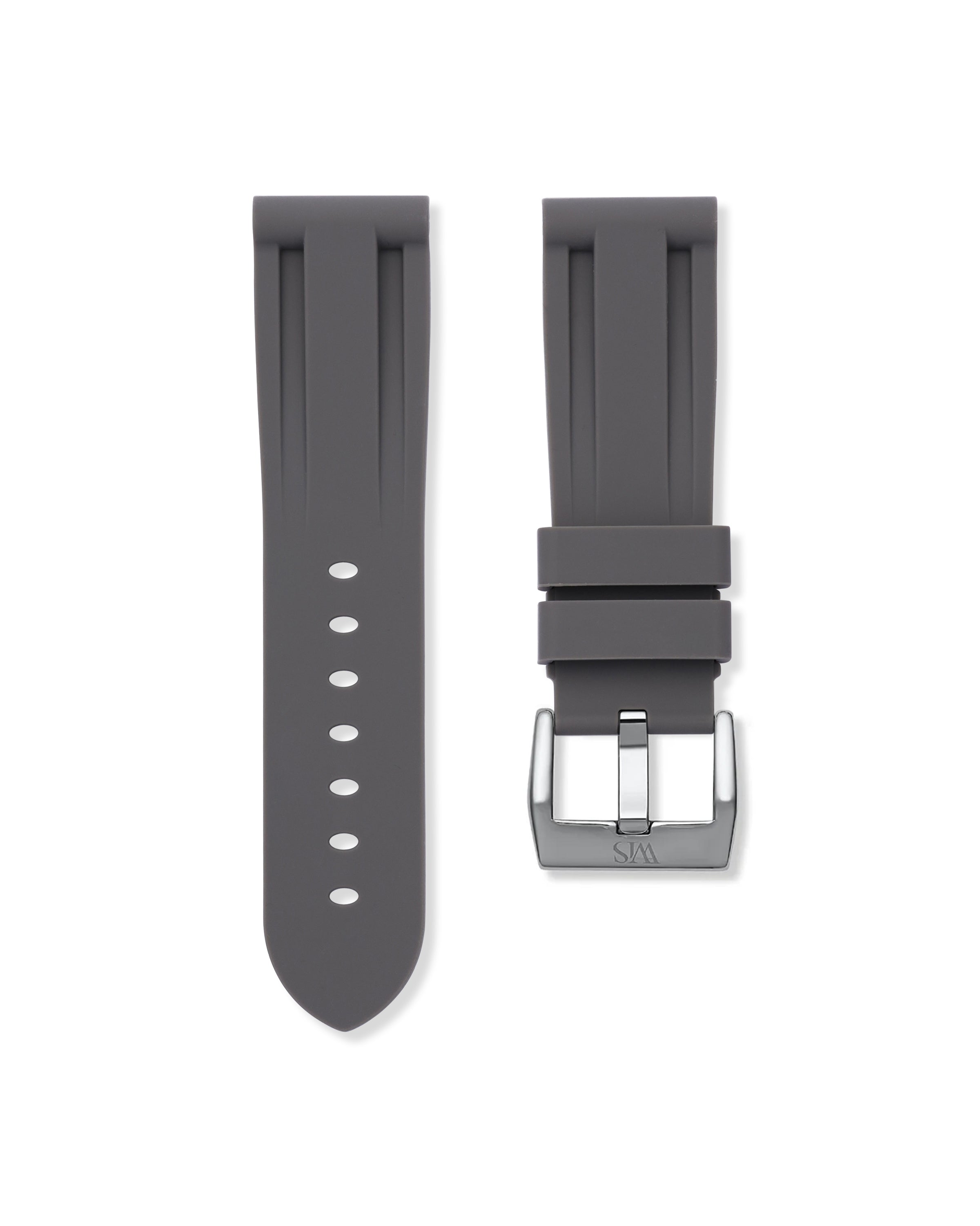 Straight Lug Grey Polished Silver Buckle