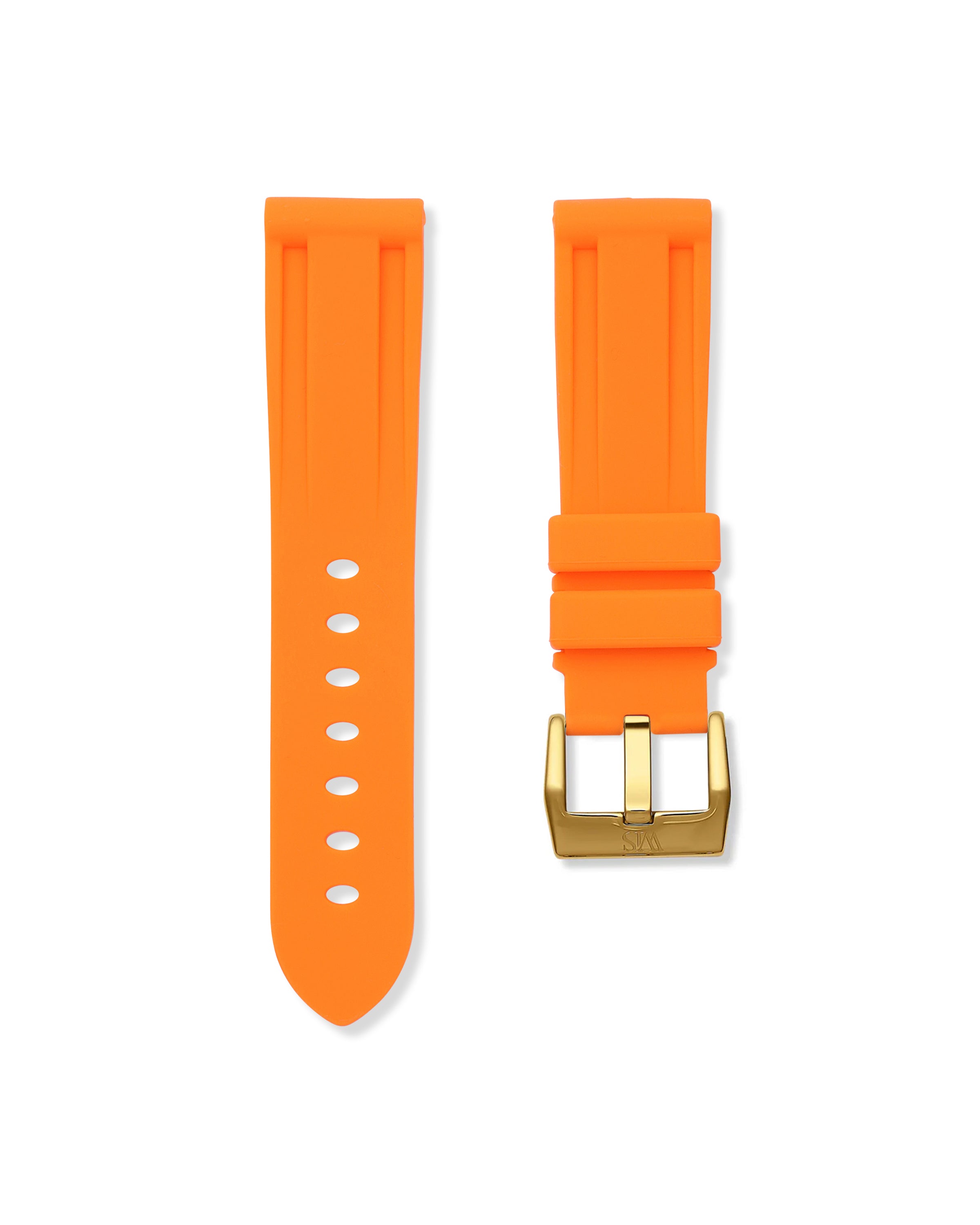 Straight Lug Orange Polished Gold Buckle