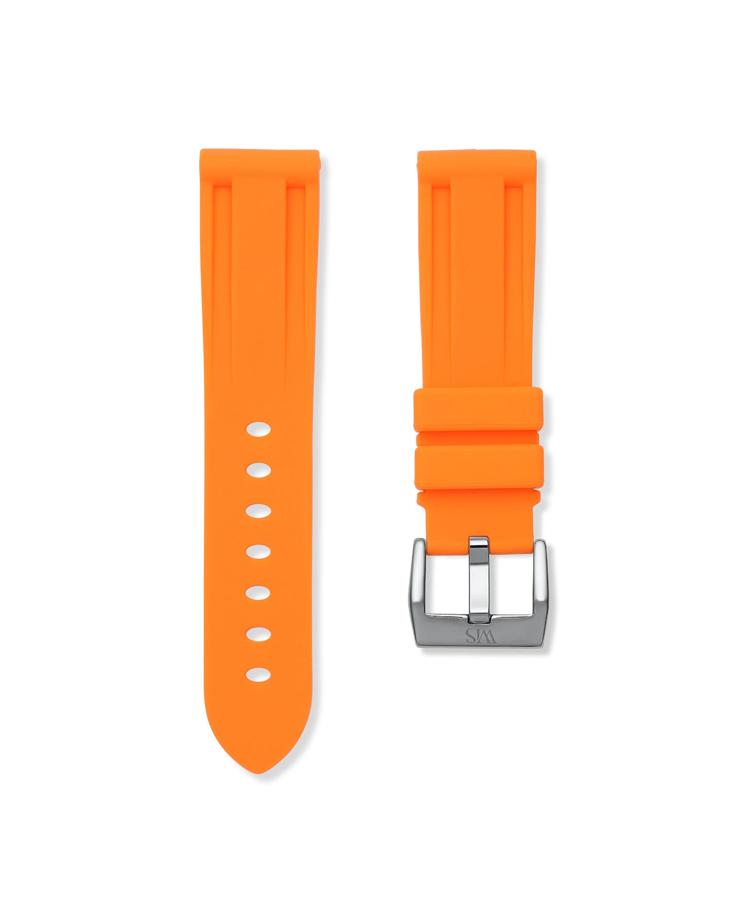 Straight Lug Orange Polished Silver Buckle