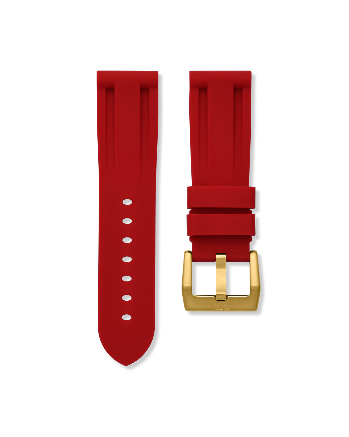 Straight Lug Scarlet Red Polished Gold Buckle