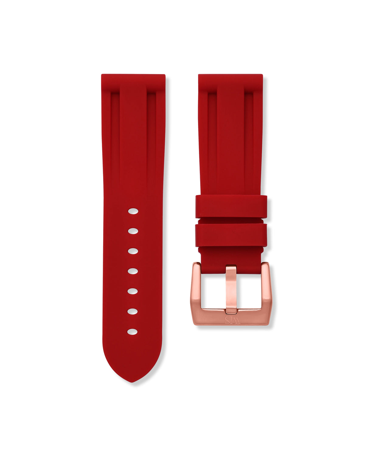 Straight Lug Scarlet Red Polished Rose Gold Buckle