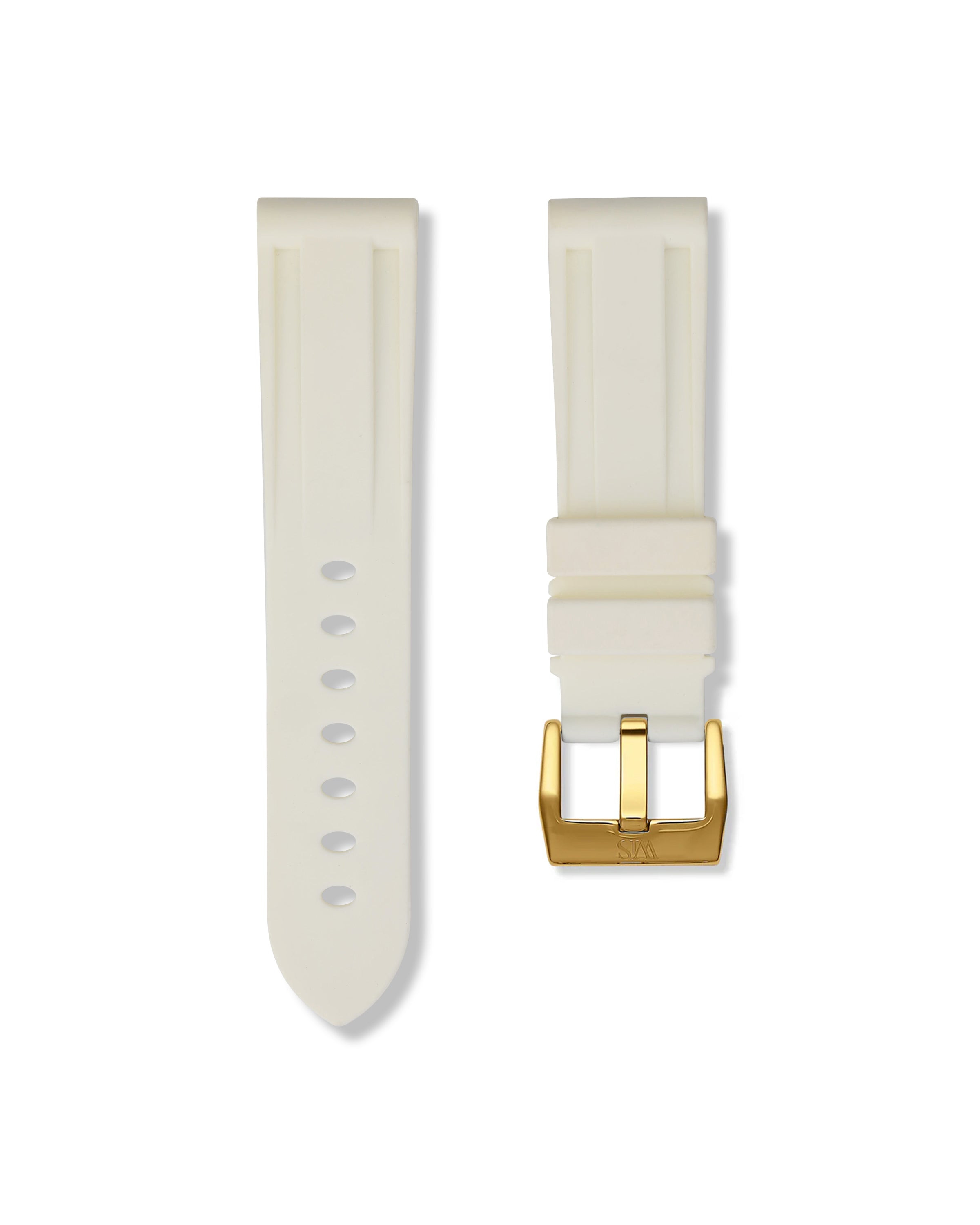 Straight Lug White Polished Gold Buckle