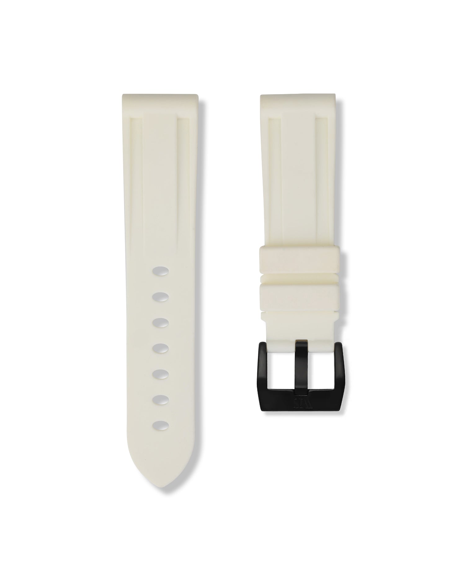 Straight Lug White Polished PVD Black Buckle