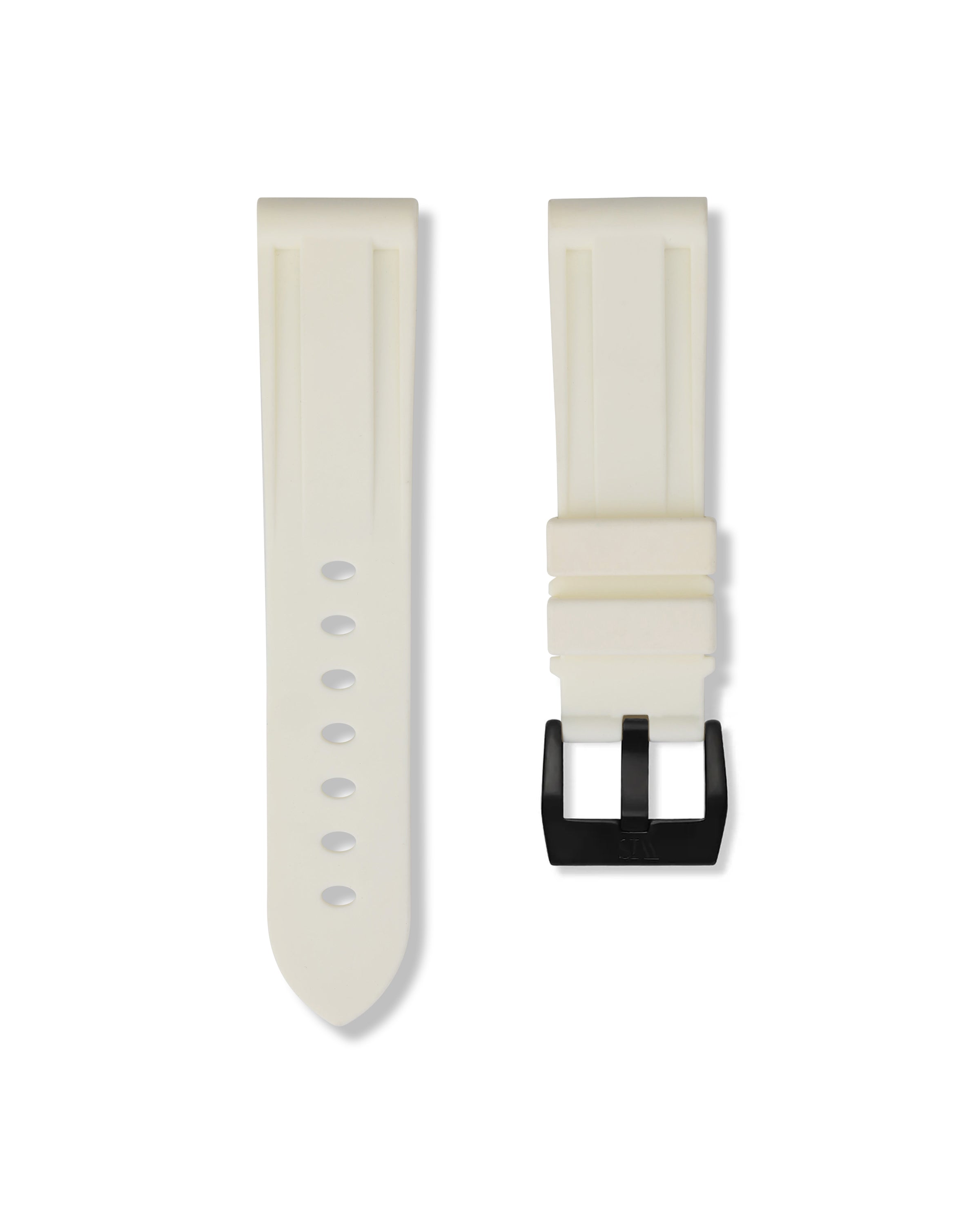 Straight Lug White Polished PVD Black Buckle