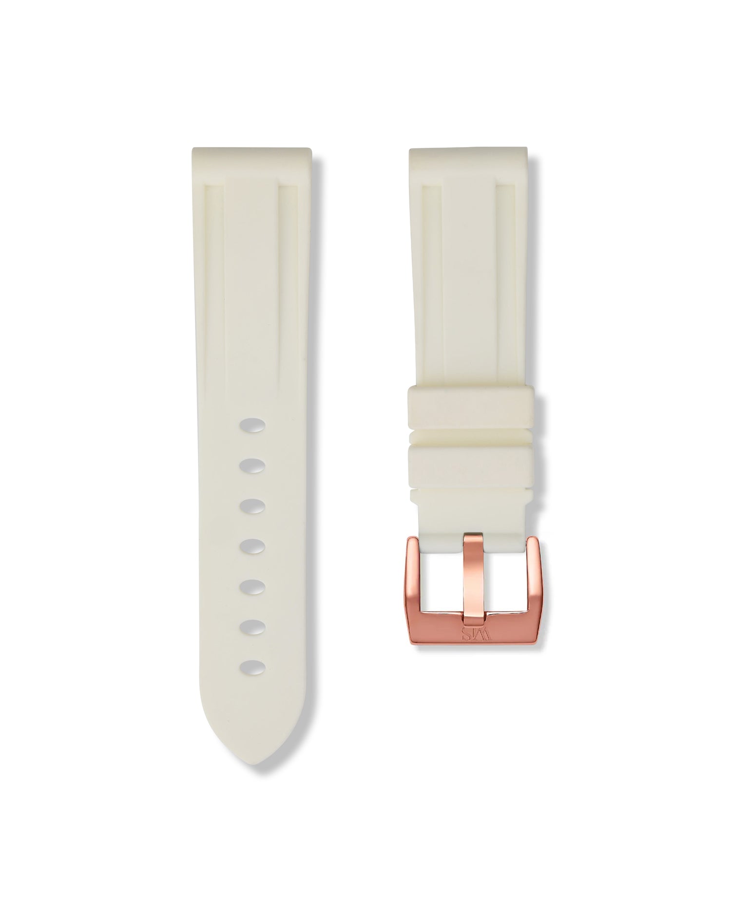 Straight Lug White Polished Rose Gold Buckle