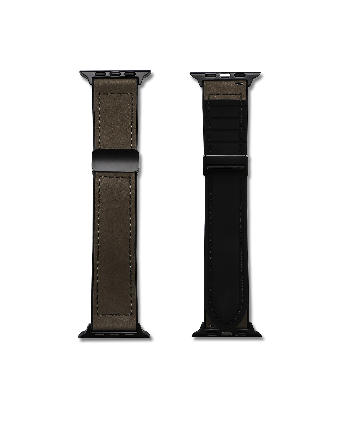 Taupe Leather Rubber Magnetic Apple Watch Band | WIS Watch Straps