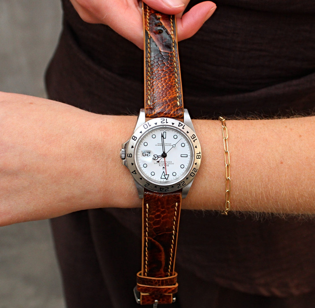 Handmade Exotic Leather Ostrich Shin Brown Watch Band | WIS Watch Straps