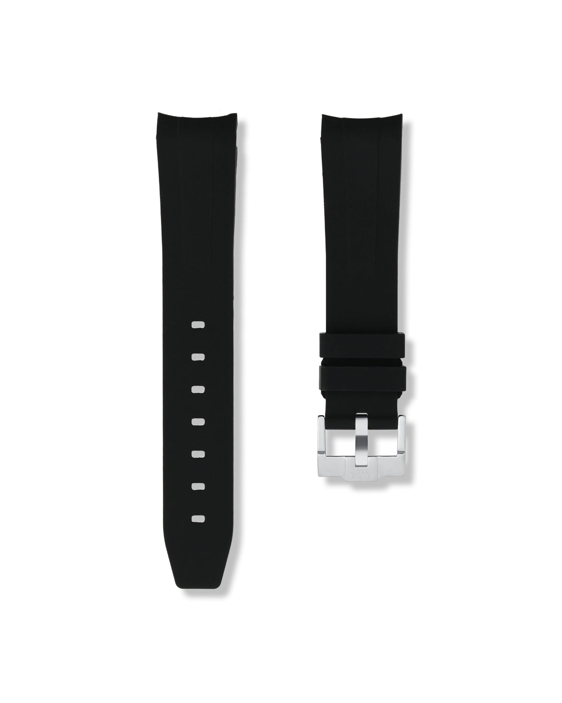 Tuxedo Black Curved Rubber Strap 20mm | WISSTRAPS
