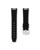 Tuxedo Black Curved Rubber Strap 20mm | WISSTRAPS