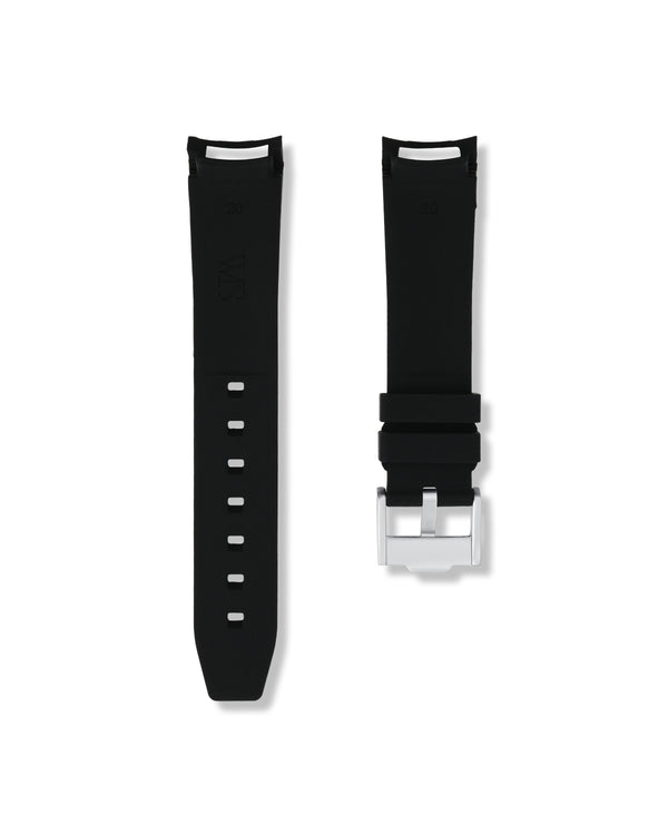 Tuxedo Black Curved Rubber Strap 20mm | WISSTRAPS