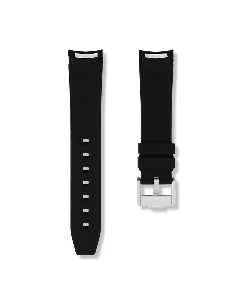 Tuxedo Black Curved Rubber Strap 20mm | WISSTRAPS