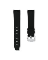 Tuxedo Black Curved Rubber Strap 20mm | WISSTRAPS